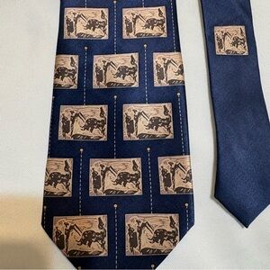 Picasso Art inspired Tie Banderilles Navy and Tan Graphic Men's Tie 100% Silk